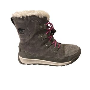 Sorel Charcoal Boots with Magenta Accents
